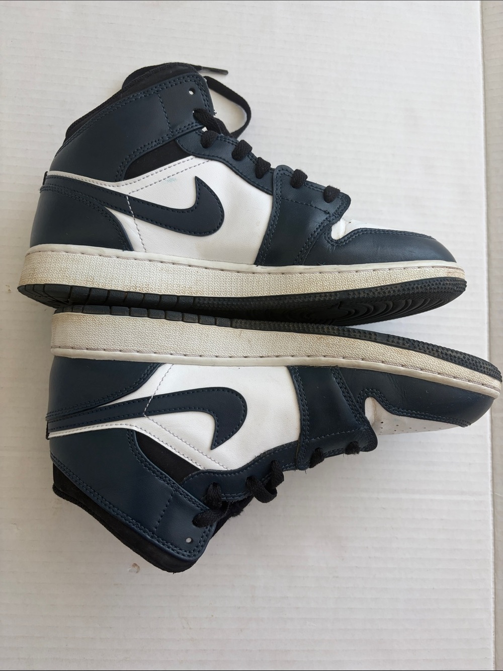 Nike Air Jordan Mid-Top Sneakers in White, Navy and Black